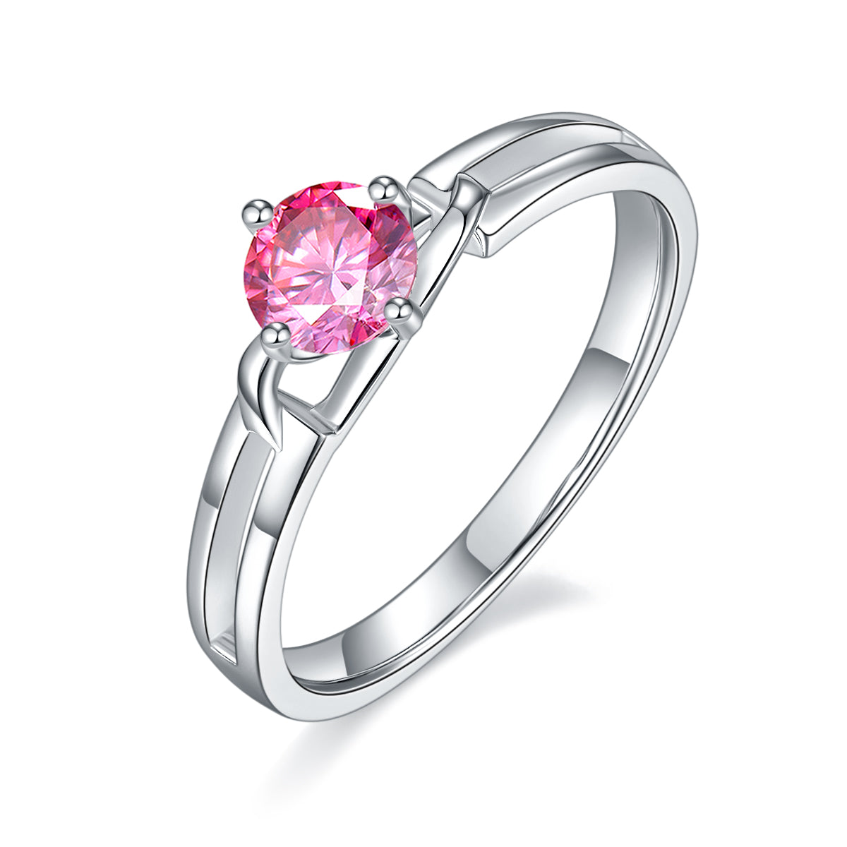 0.5 CT D Color Moissanite Bowknot Twisted Shank Ring in White Gold Plated Sterling Silver#2