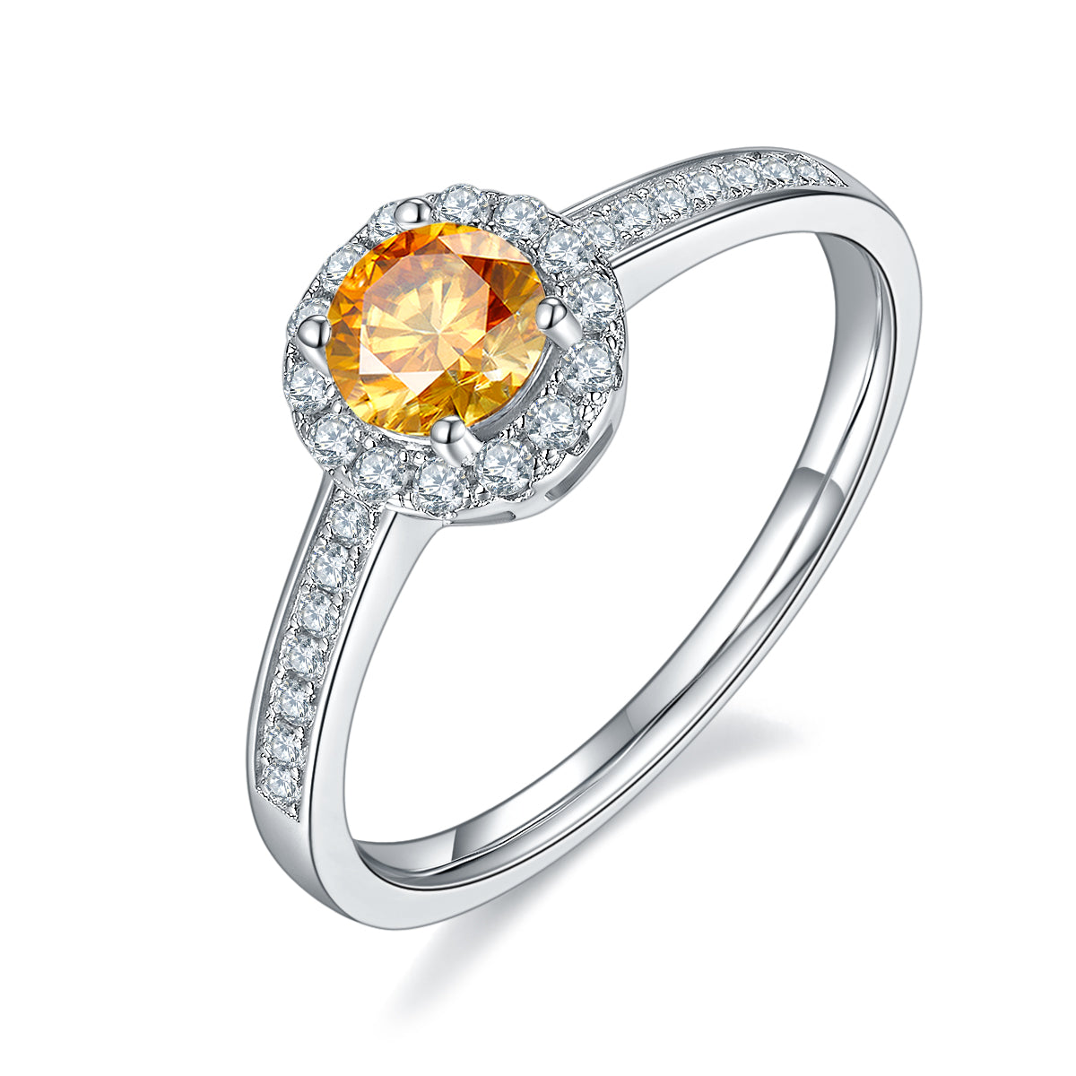 0.5 CT D Color Bezel Set Moissanite Halo Ring in White Gold Plated Sterling Silver#1