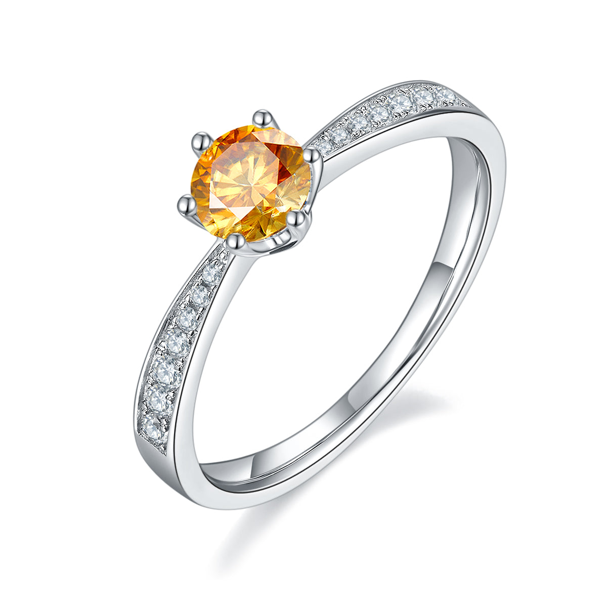 0.5 CT D Color Moissanite Pave Dancing Ring in White Gold Plated Sterling Silver#1