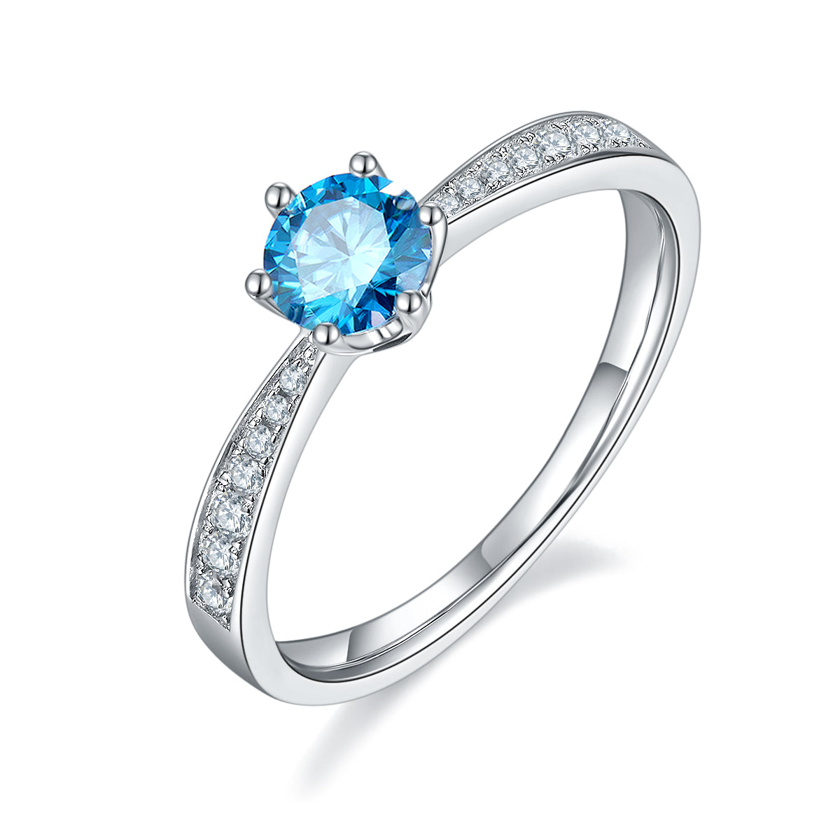 0.5 CT D Color Moissanite Pave Dancing Ring in White Gold Plated Sterling Silver#3
