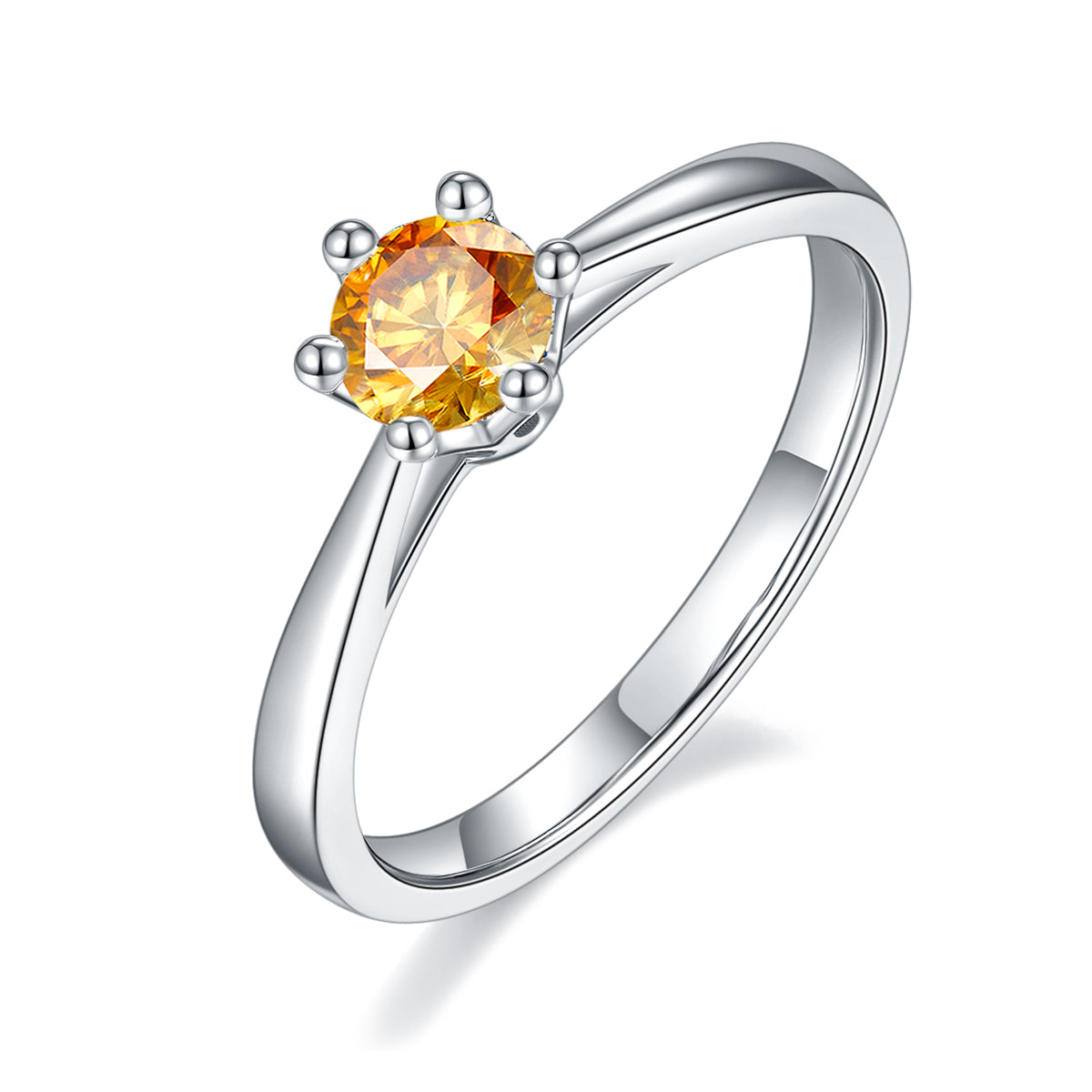 0.5 CT D Color Moissanite Crown Straight Shank Ring in White Gold Plated Sterling Silver#1