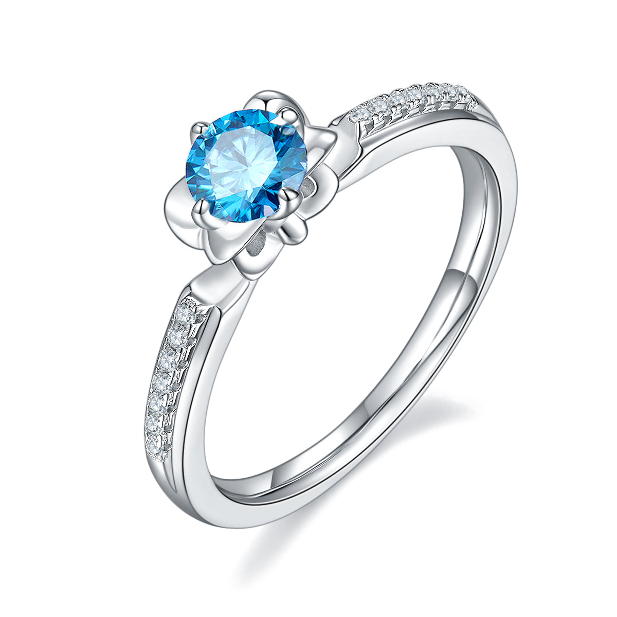 0.5 CT D Color Moissanite Pave Celebrity Style Ring in White Gold Plated Sterling Silver#3