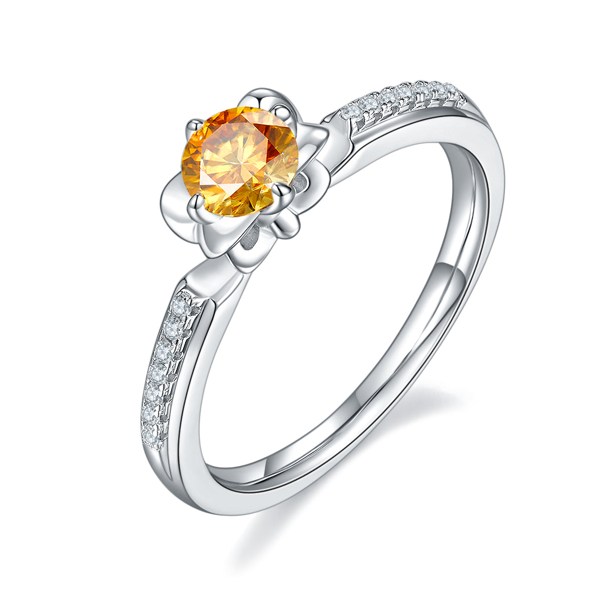 0.5 CT D Color Moissanite Pave Celebrity Style Ring in White Gold Plated Sterling Silver#1