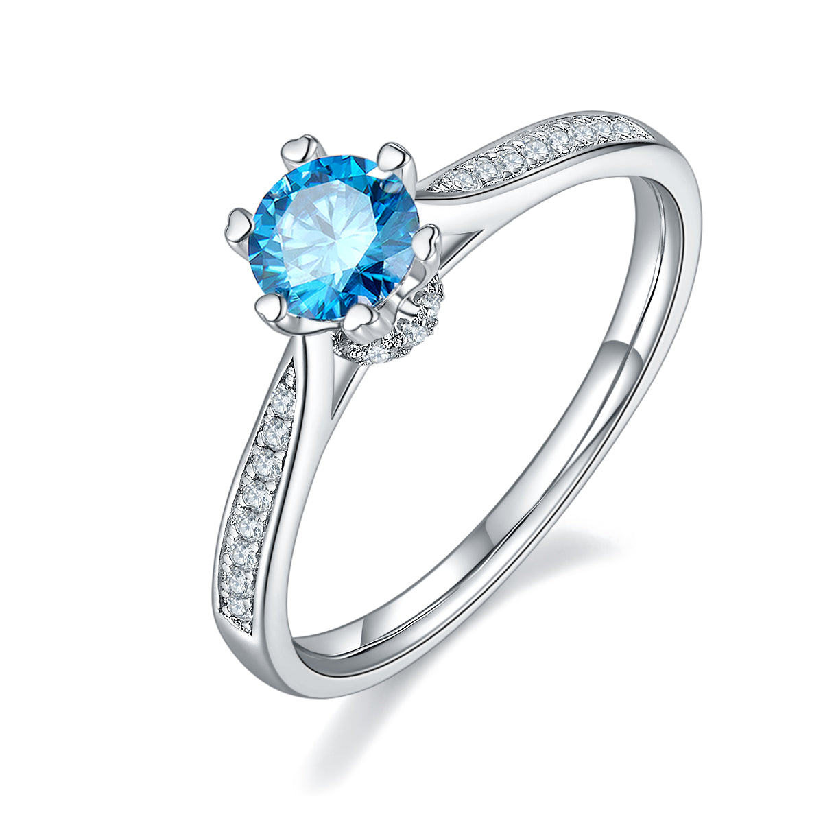 0.5 CT D Color Moissanite Pave Spinning Fortune Ring in White Gold Plated Sterling Silver#3