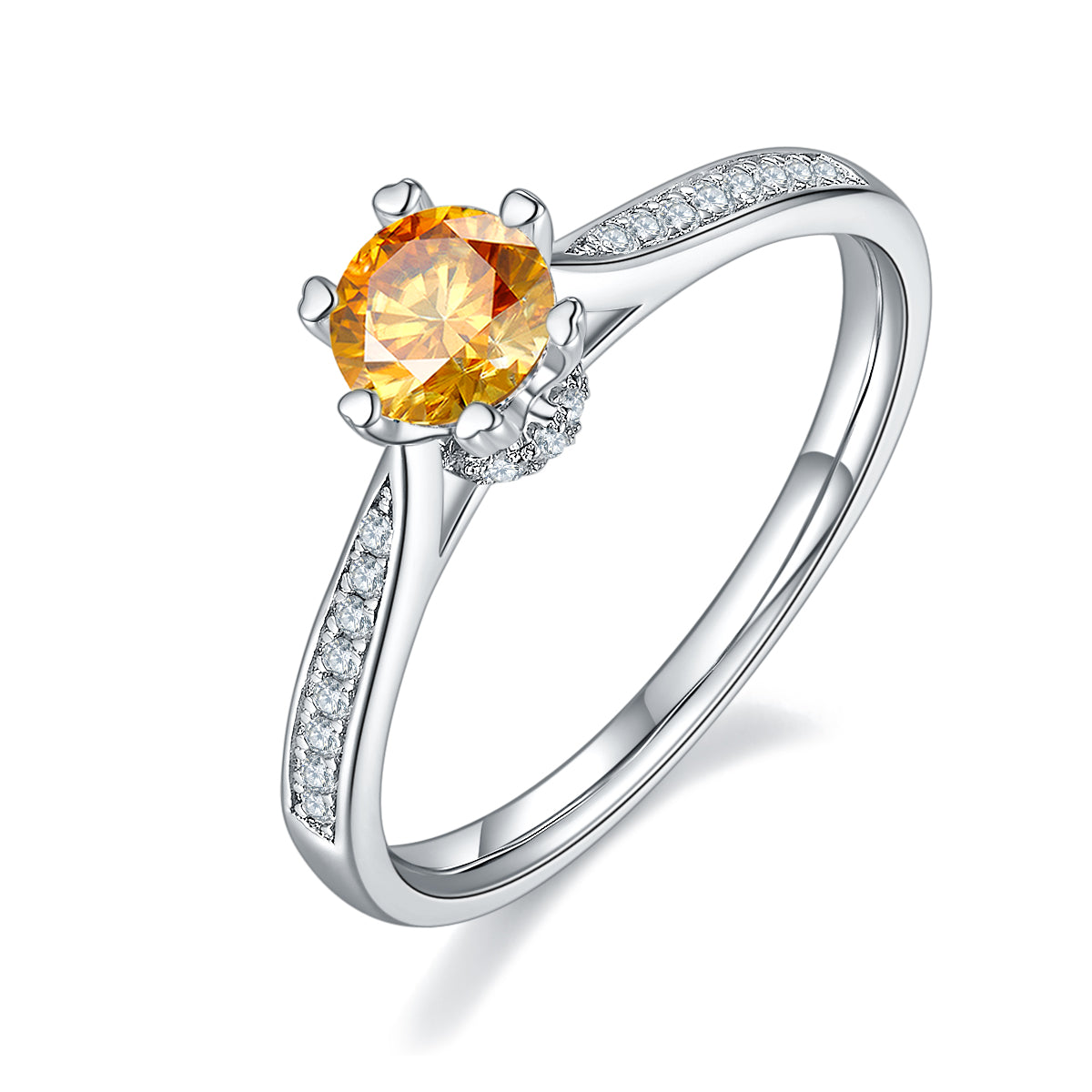 0.5 CT D Color Moissanite Pave Spinning Fortune Ring in White Gold Plated Sterling Silver#1