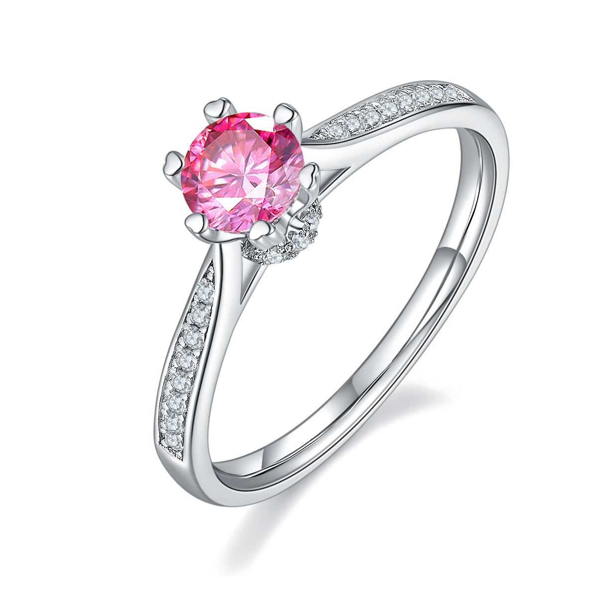 0.5 CT D Color Moissanite Pave Spinning Fortune Ring in White Gold Plated Sterling Silver#2