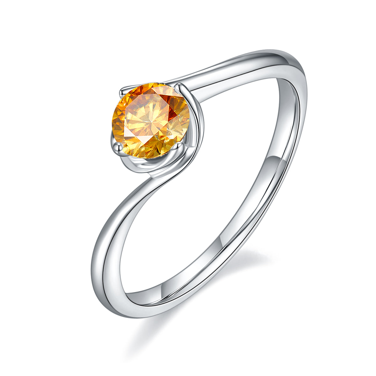 0.5 CT D Color Moissanite Flower Bud Twisted Shank Ring in White Gold Plated Sterling Silver#1
