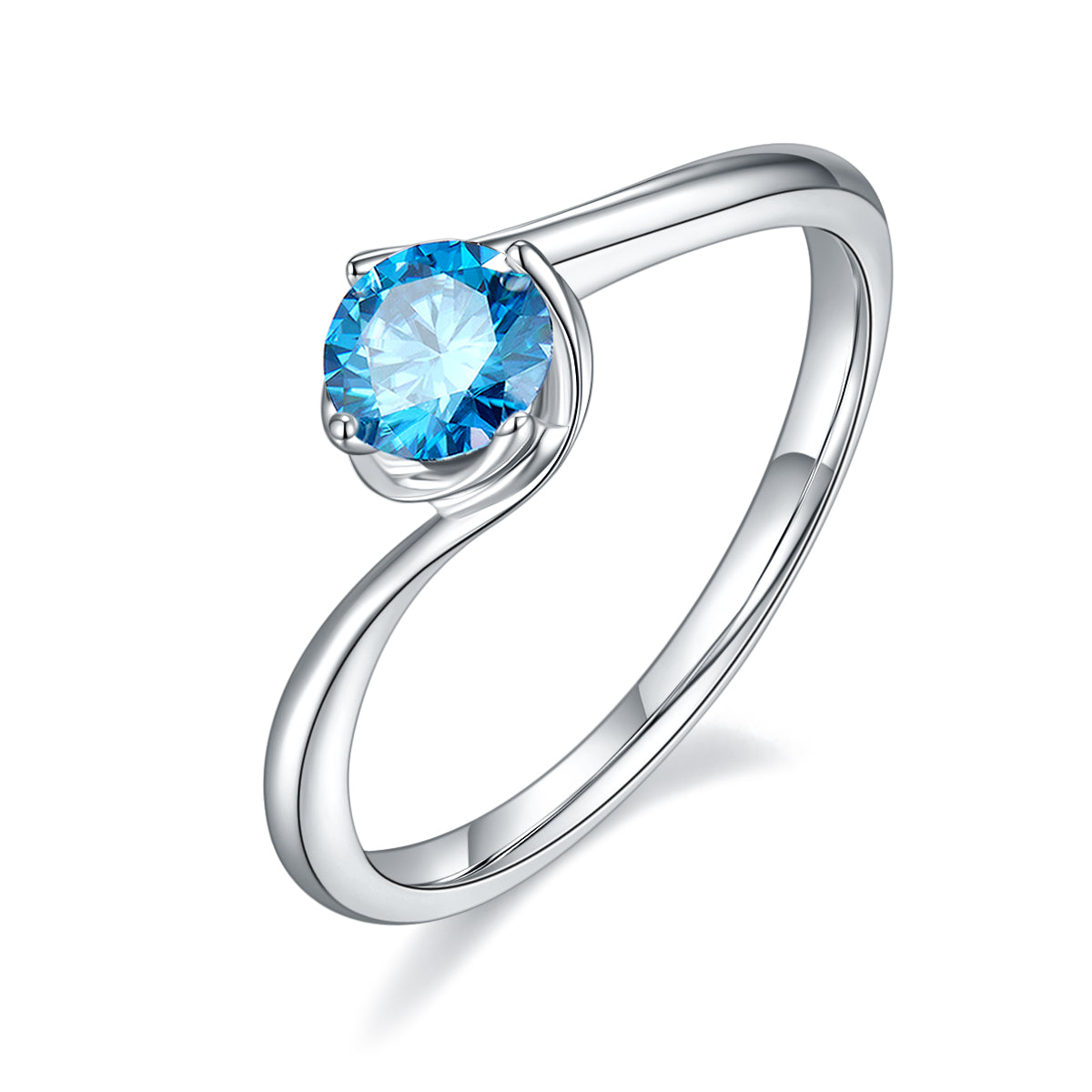 0.5 CT D Color Moissanite Flower Bud Twisted Shank Ring in White Gold Plated Sterling Silver#3