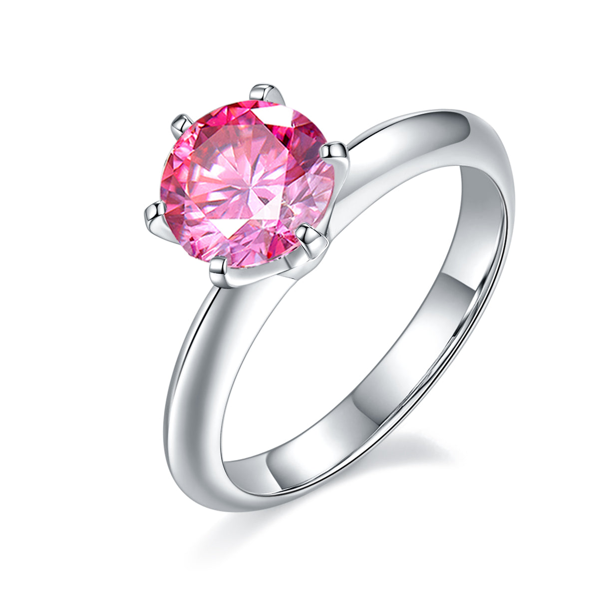 1.5 CT D Color Moissanite 6-Prong Classic Plain Shank Ring in White Gold Plated Sterling Silver#2