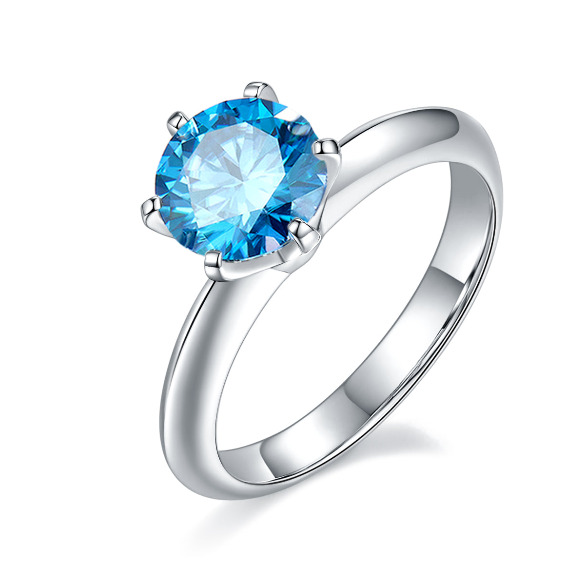 1.5 CT D Color Moissanite 6-Prong Classic Plain Shank Ring in White Gold Plated Sterling Silver#3