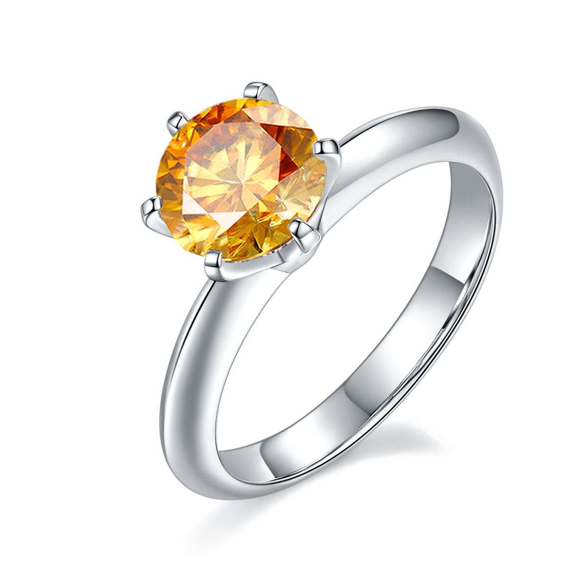 1.5 CT D Color Moissanite 6-Prong Classic Plain Shank Ring in White Gold Plated Sterling Silver#1