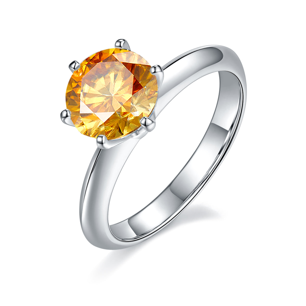 2.0 CT D Color Moissanite 6-Prong Classic Plain Shank Ring in White Gold Plated Sterling Silver#1