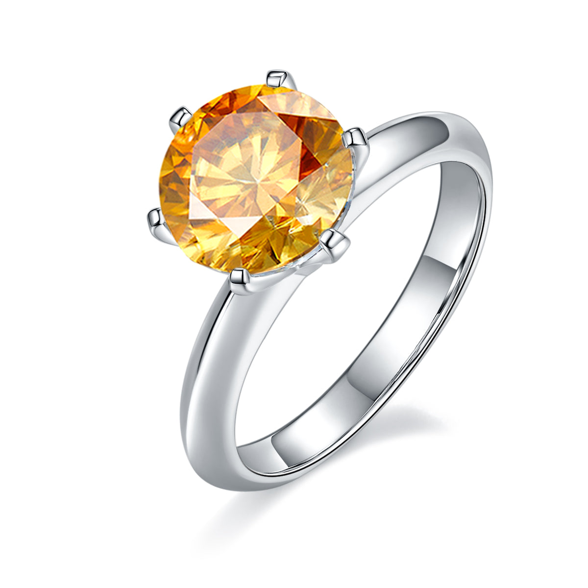 3.0 CT D Color Moissanite 6-Prong Classic Plain Shank Ring in White Gold Plated Sterling Silver#1