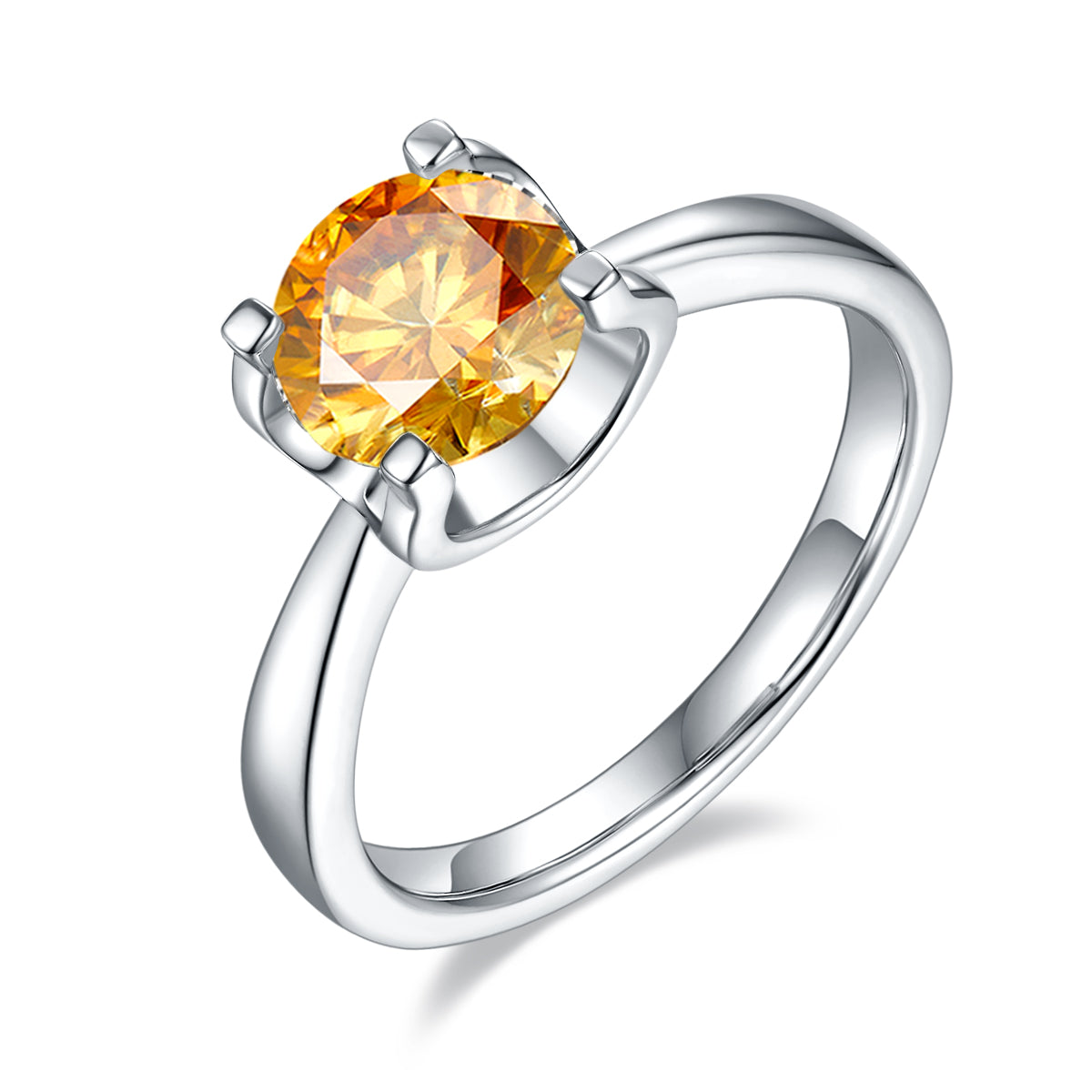 1.5 CT D Color Moissanite Peg Head Classic Ring in White Gold Plated Sterling Silver#1