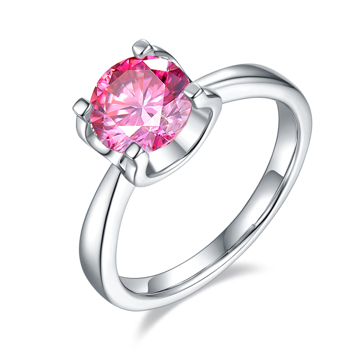 1.5 CT D Color Moissanite Peg Head Classic Ring in White Gold Plated Sterling Silver#2