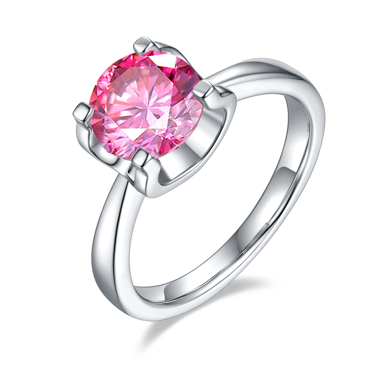 2.0 CT D Color Moissanite Peg Head Classic Ring in White Gold Plated Sterling Silver#2