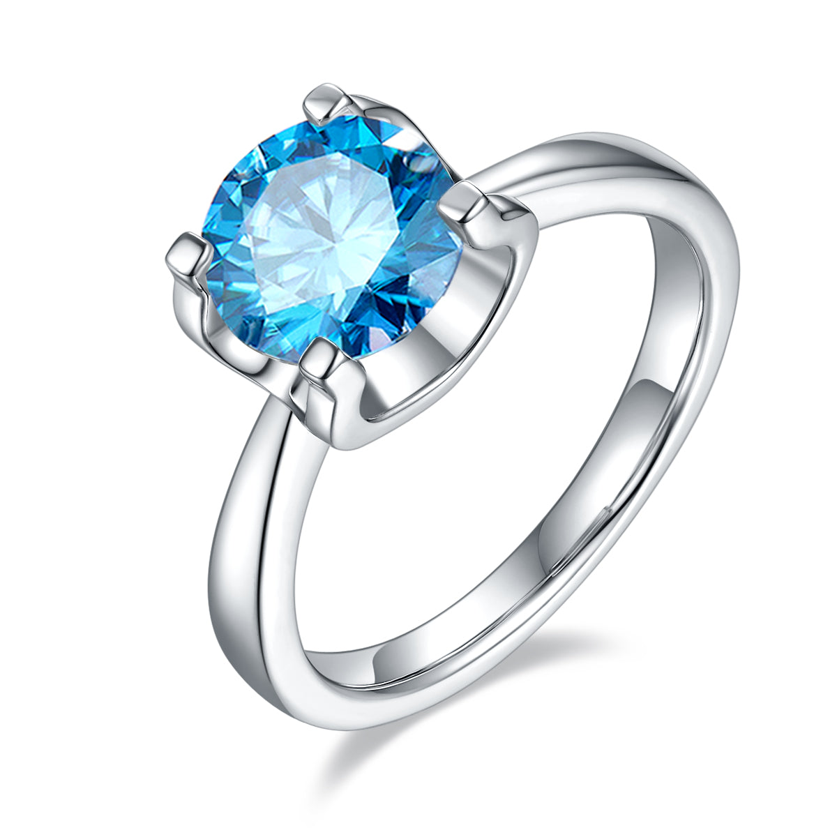 2.0 CT D Color Moissanite Peg Head Classic Ring in White Gold Plated Sterling Silver#3