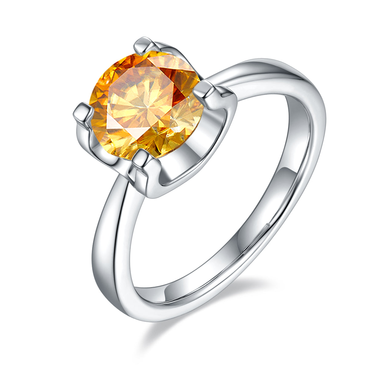 2.0 CT D Color Moissanite Peg Head Classic Ring in White Gold Plated Sterling Silver#1