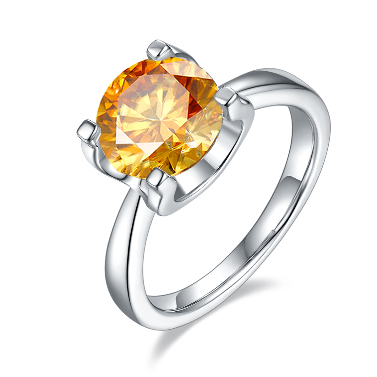 3.0 CT D Color Moissanite Peg Head Classic Ring in White Gold Plated Sterling Silver#1