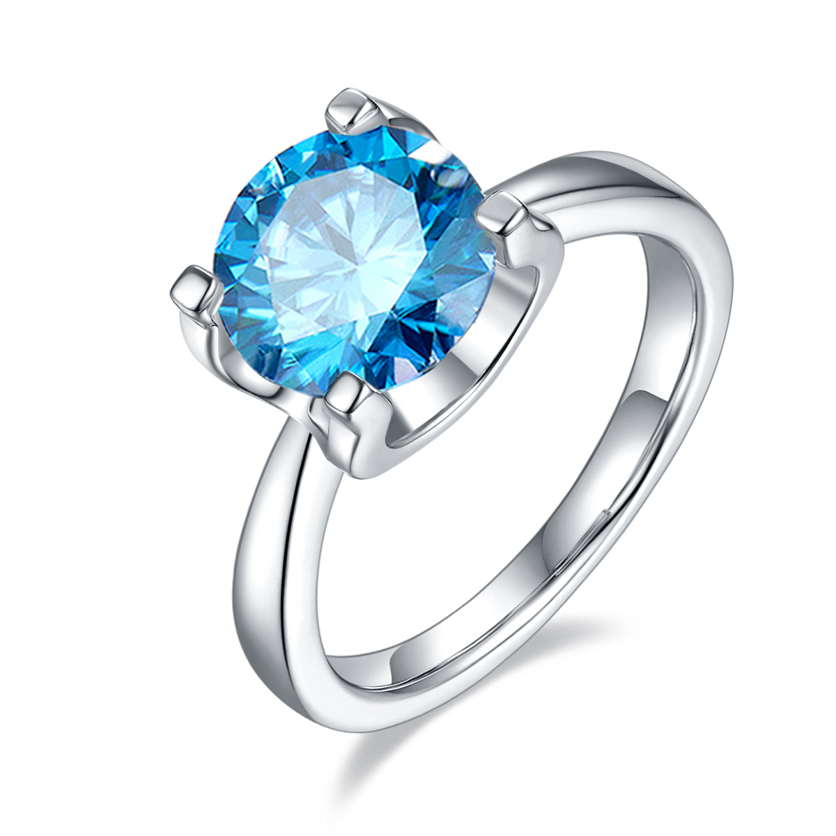 3.0 CT D Color Moissanite Peg Head Classic Ring in White Gold Plated Sterling Silver#3