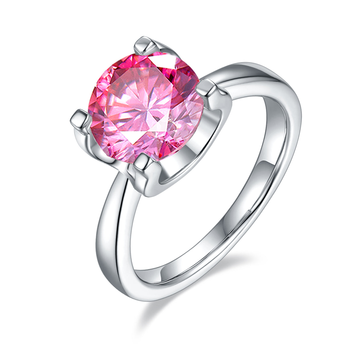 3.0 CT D Color Moissanite Peg Head Classic Ring in White Gold Plated Sterling Silver#2