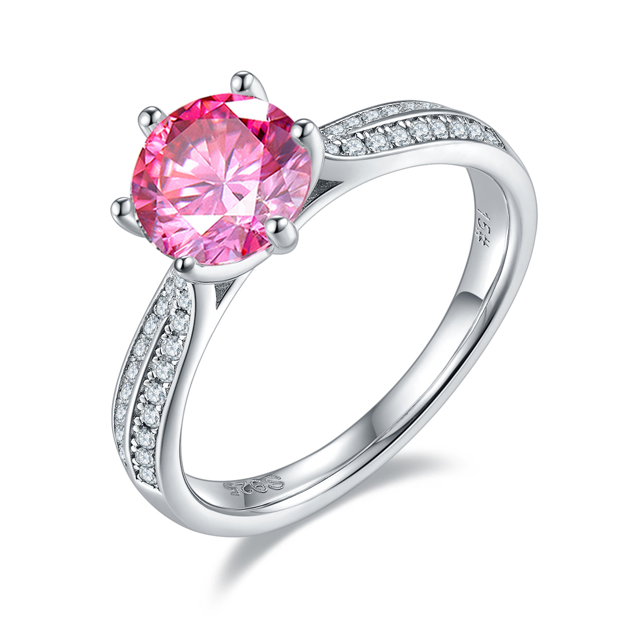 1.5 CT D Color Moissanite Star Queen Custom Ring in White Gold Plated Sterling Silver#2