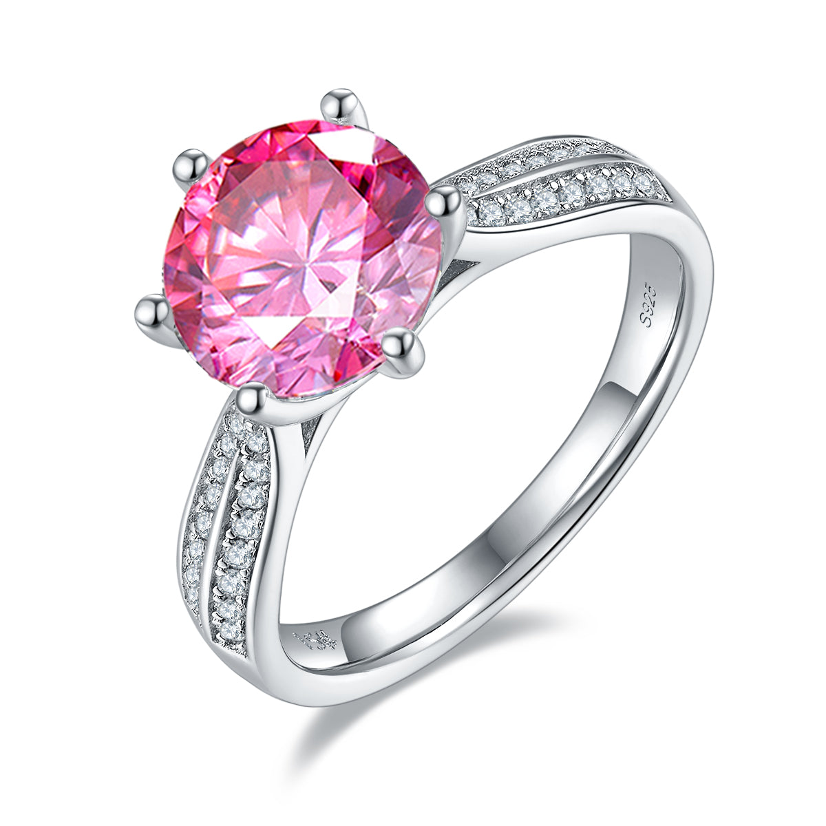 3.0 CT D Color Moissanite Star Queen Custom Ring in White Gold Plated Sterling Silver#2