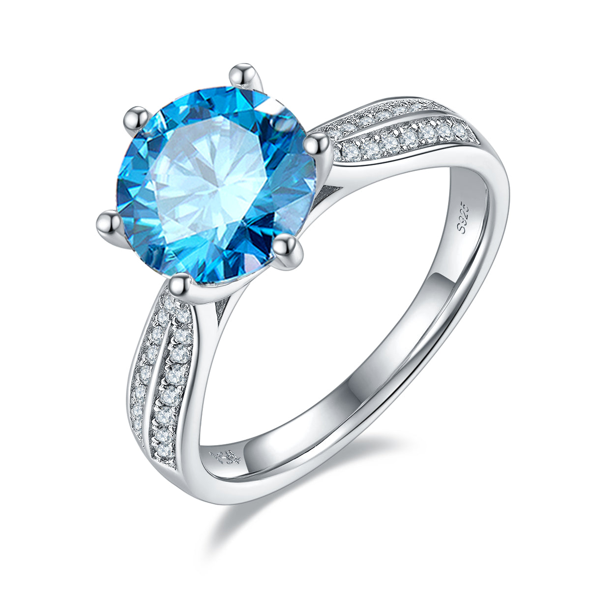 3.0 CT D Color Moissanite Star Queen Custom Ring in White Gold Plated Sterling Silver#3