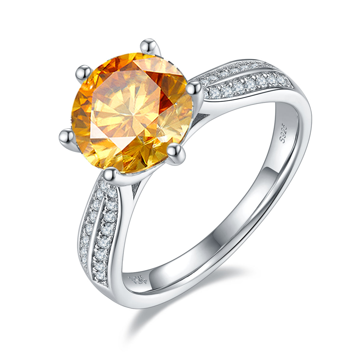 3.0 CT D Color Moissanite Star Queen Custom Ring in White Gold Plated Sterling Silver#1