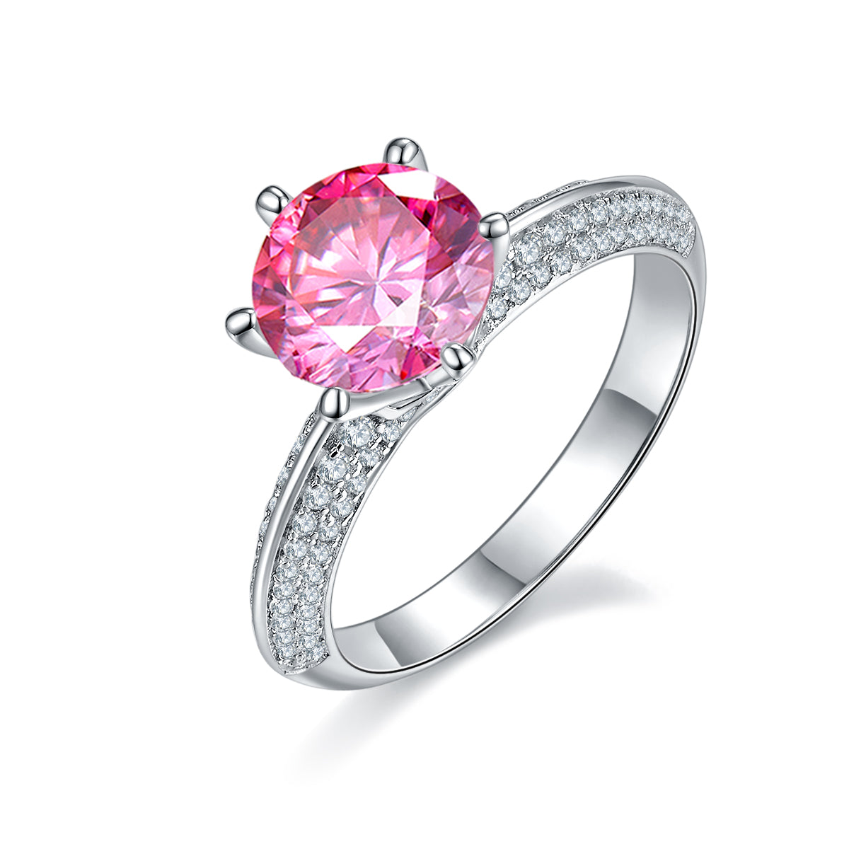 2.0 CT D Color Moissanite Majestic Ring in White Gold Plated Sterling Silver#2