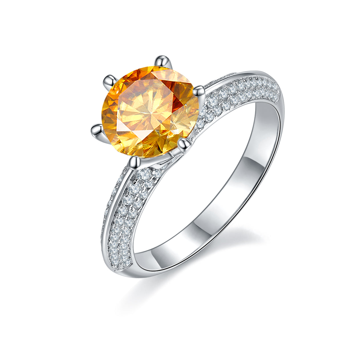 2.0 CT D Color Moissanite Majestic Ring in White Gold Plated Sterling Silver#1