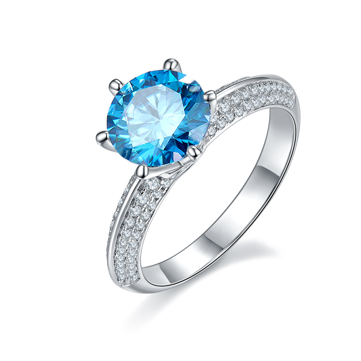 2.0 CT D Color Moissanite Majestic Ring in White Gold Plated Sterling Silver#3