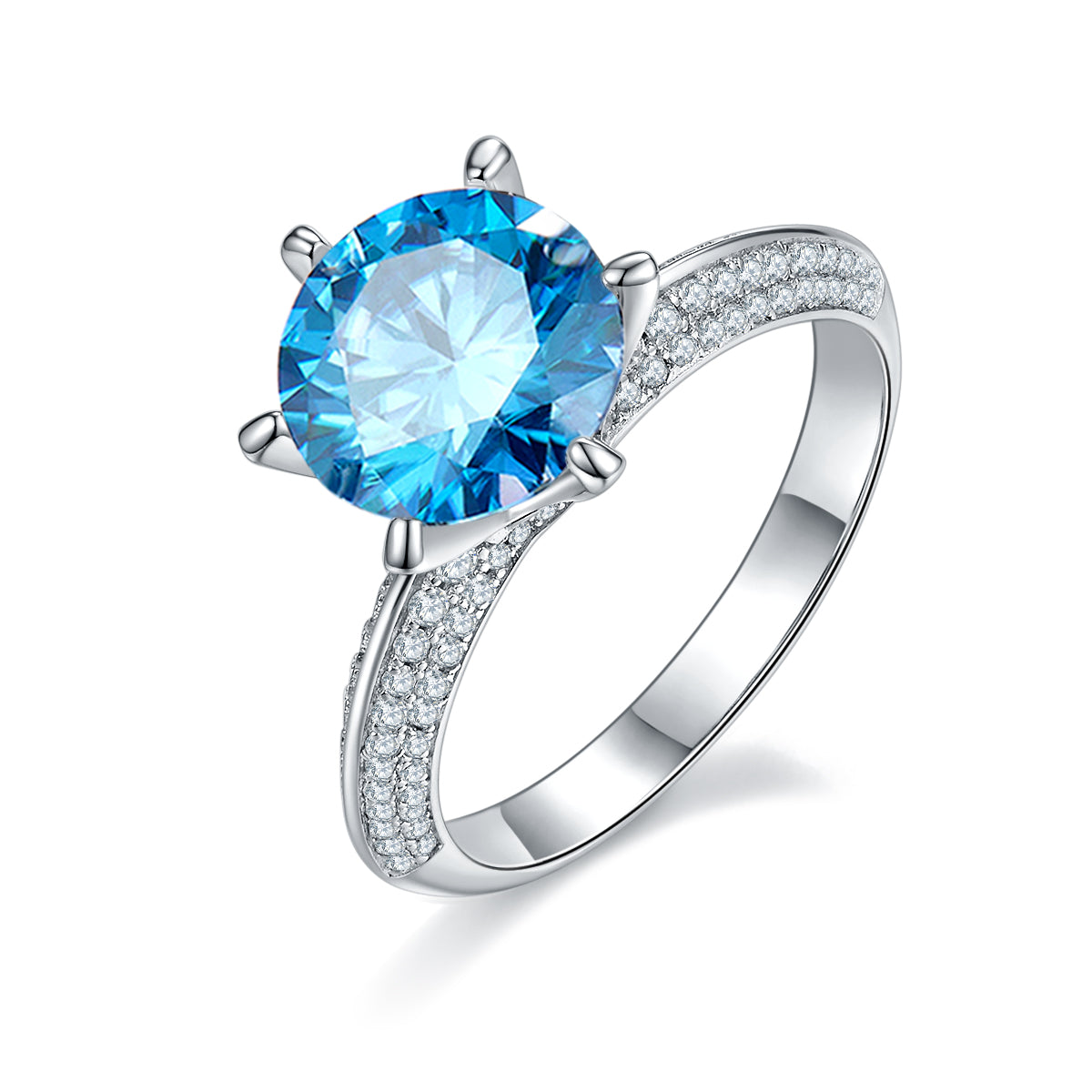 3.0 CT D Color Moissanite Majestic Ring in White Gold Plated Sterling Silver#3