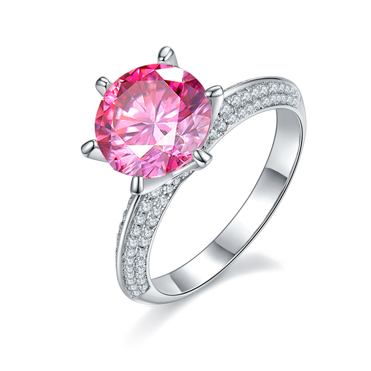 3.0 CT D Color Moissanite Majestic Ring in White Gold Plated Sterling Silver#2