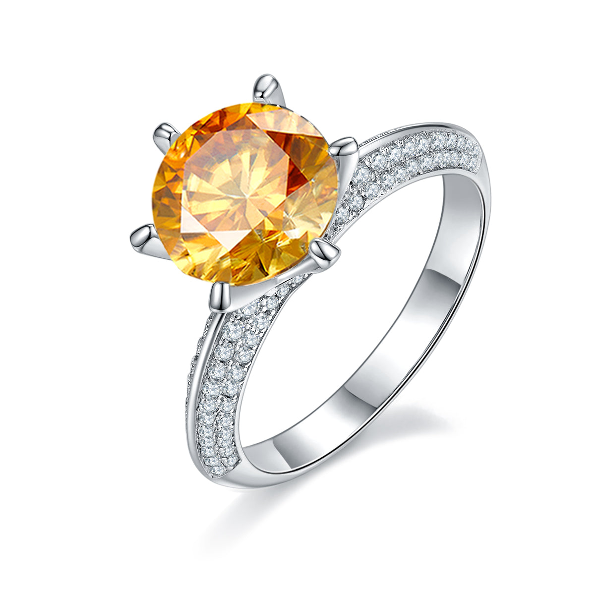 3.0 CT D Color Moissanite Majestic Ring in White Gold Plated Sterling Silver#1