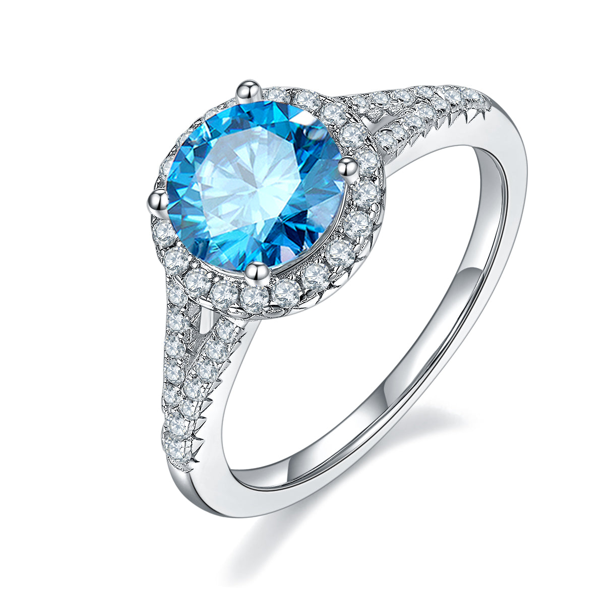 1.5 CT D Color Bezel Set Moissanite Split Shank Ring in White Gold Plated Sterling Silver#3