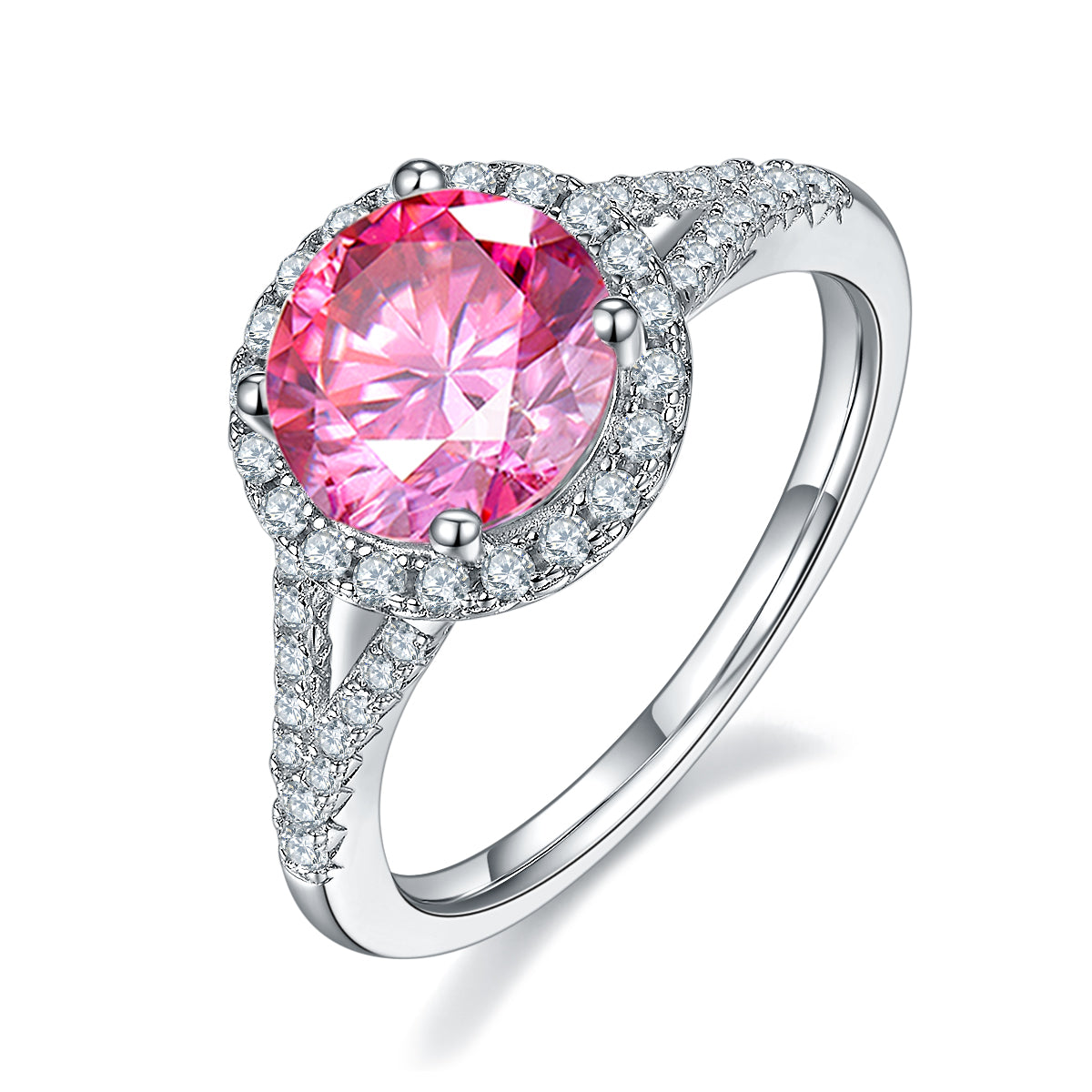 2.0 CT D Color Bezel Set Moissanite Split Shank Ring in White Gold Plated Sterling Silver#2
