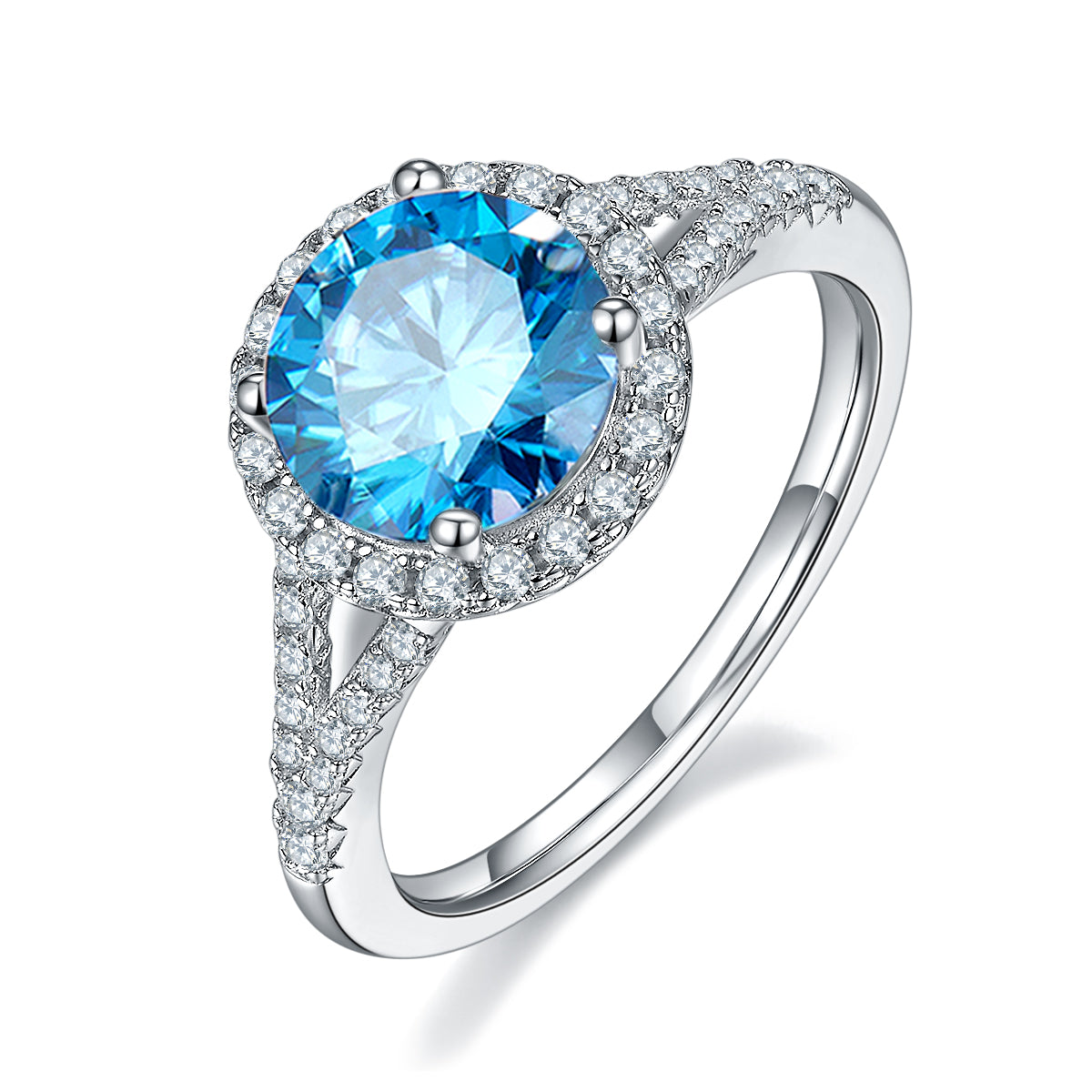 2.0 CT D Color Bezel Set Moissanite Split Shank Ring in White Gold Plated Sterling Silver#3