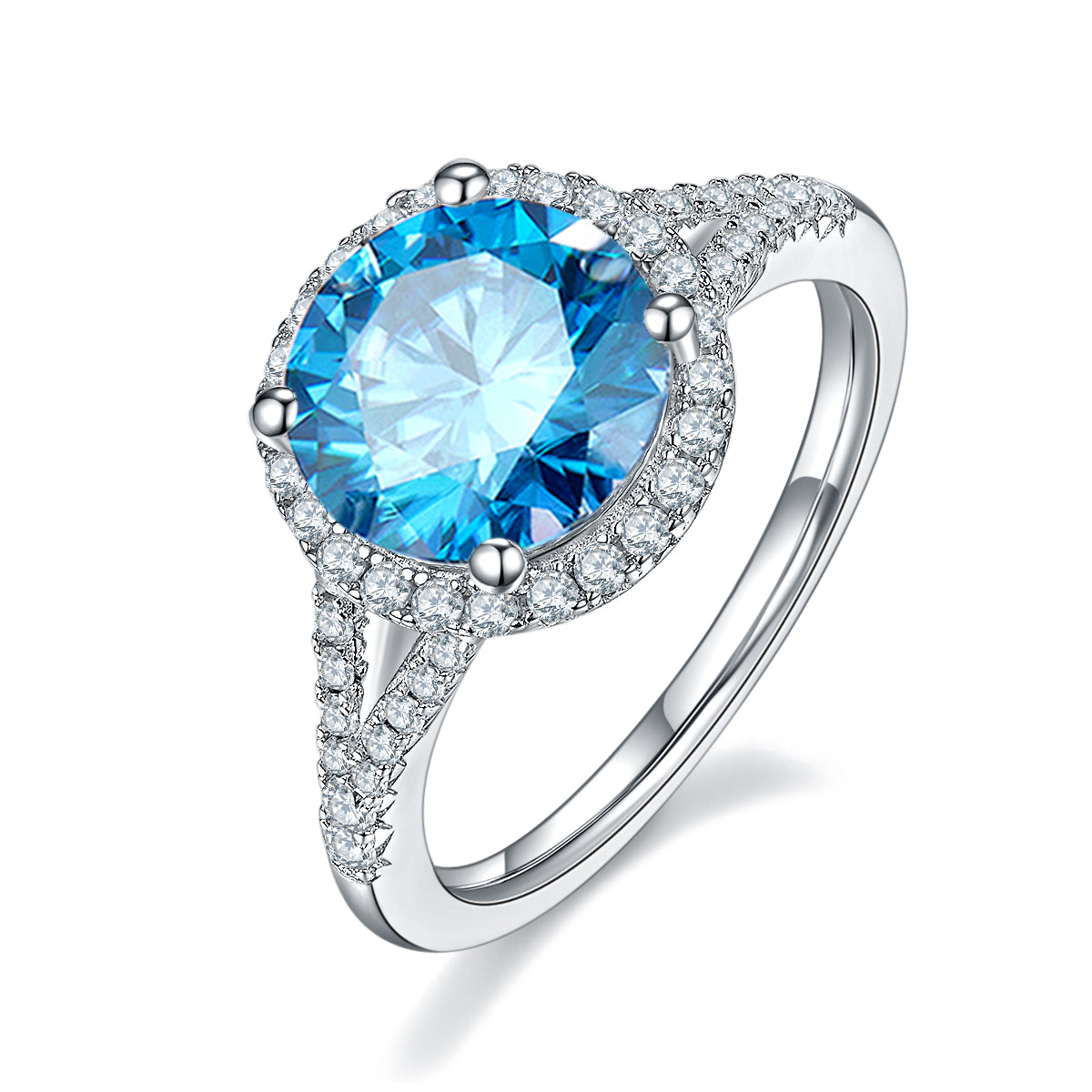 3.0 CT D Color Bezel Set Moissanite Split Shank Ring in White Gold Plated Sterling Silver#3