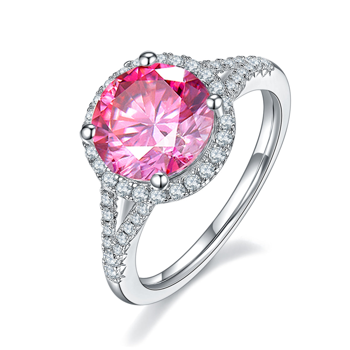 3.0 CT D Color Bezel Set Moissanite Split Shank Ring in White Gold Plated Sterling Silver#2