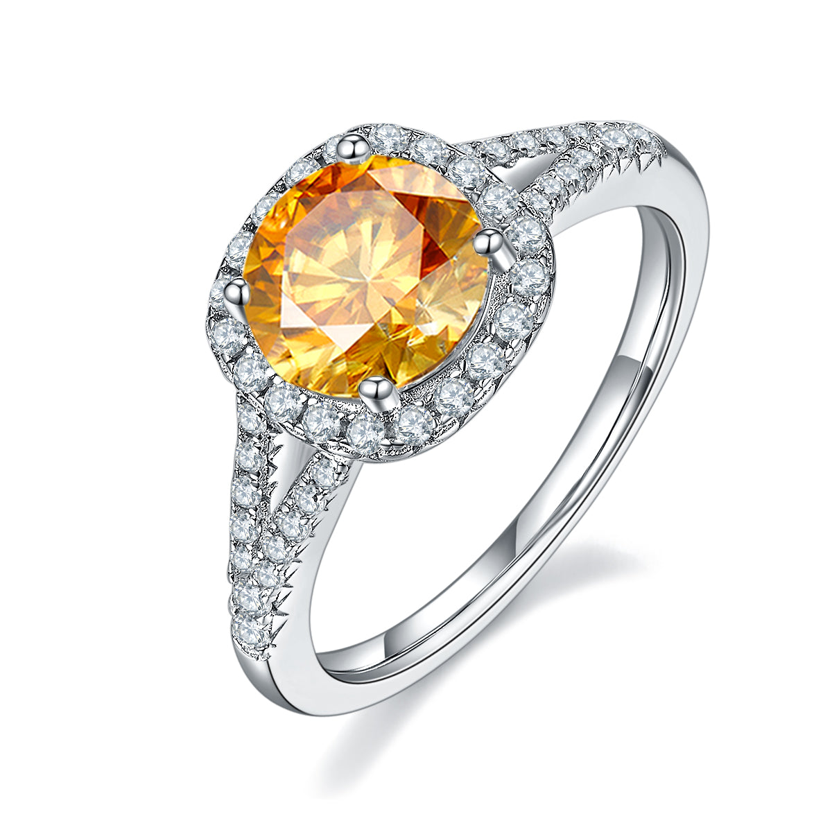 1.5 CT D Color Square Bezel Set Moissanite Split Shank Ring in White Gold Plated Sterling Silver#1