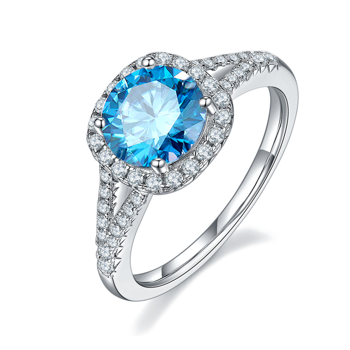 1.5 CT D Color Square Bezel Set Moissanite Split Shank Ring in White Gold Plated Sterling Silver#3
