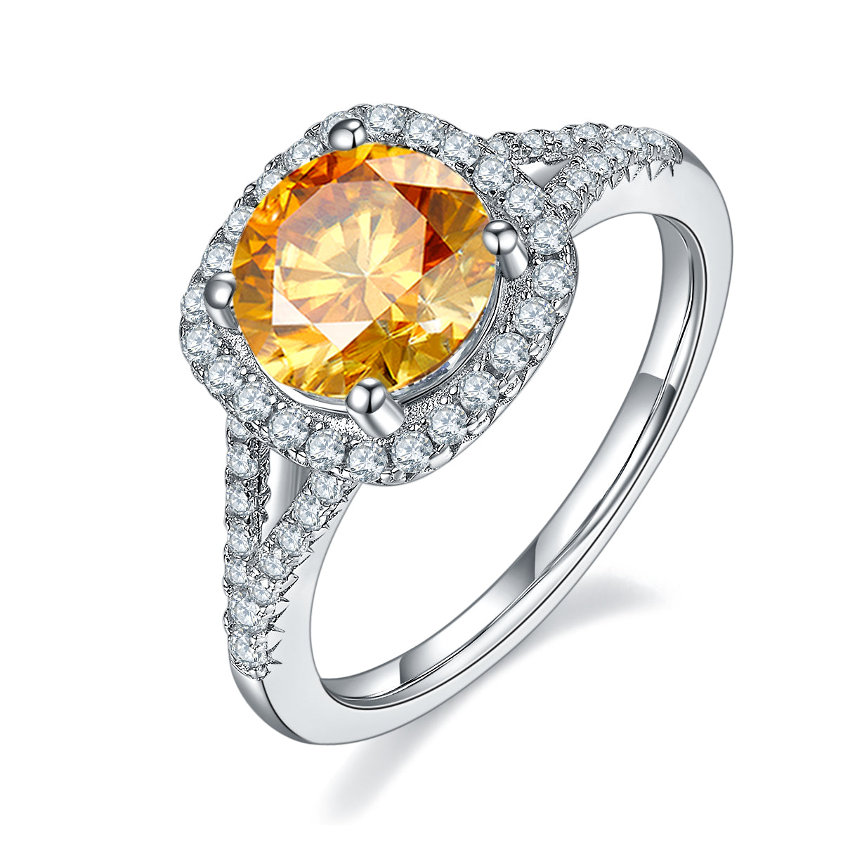 2.0 CT D Color Square Bezel Set Moissanite Split Shank Ring in White Gold Plated Sterling Silver#1