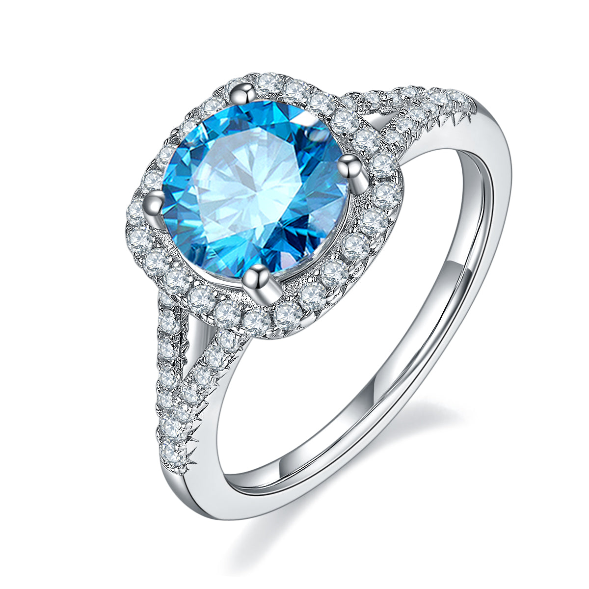 2.0 CT D Color Square Bezel Set Moissanite Split Shank Ring in White Gold Plated Sterling Silver#3