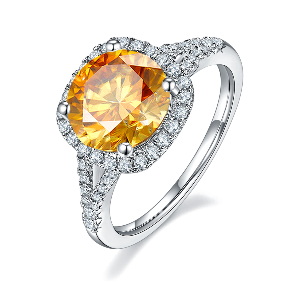 3.0 CT D Color Square Bezel Set Moissanite Split Shank Ring in White Gold Plated Sterling Silver#1
