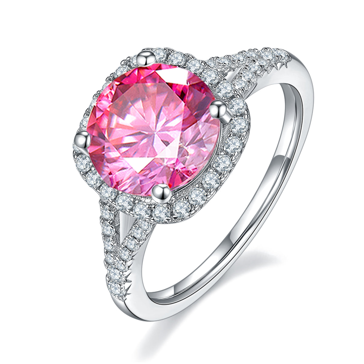3.0 CT D Color Square Bezel Set Moissanite Split Shank Ring in White Gold Plated Sterling Silver#2