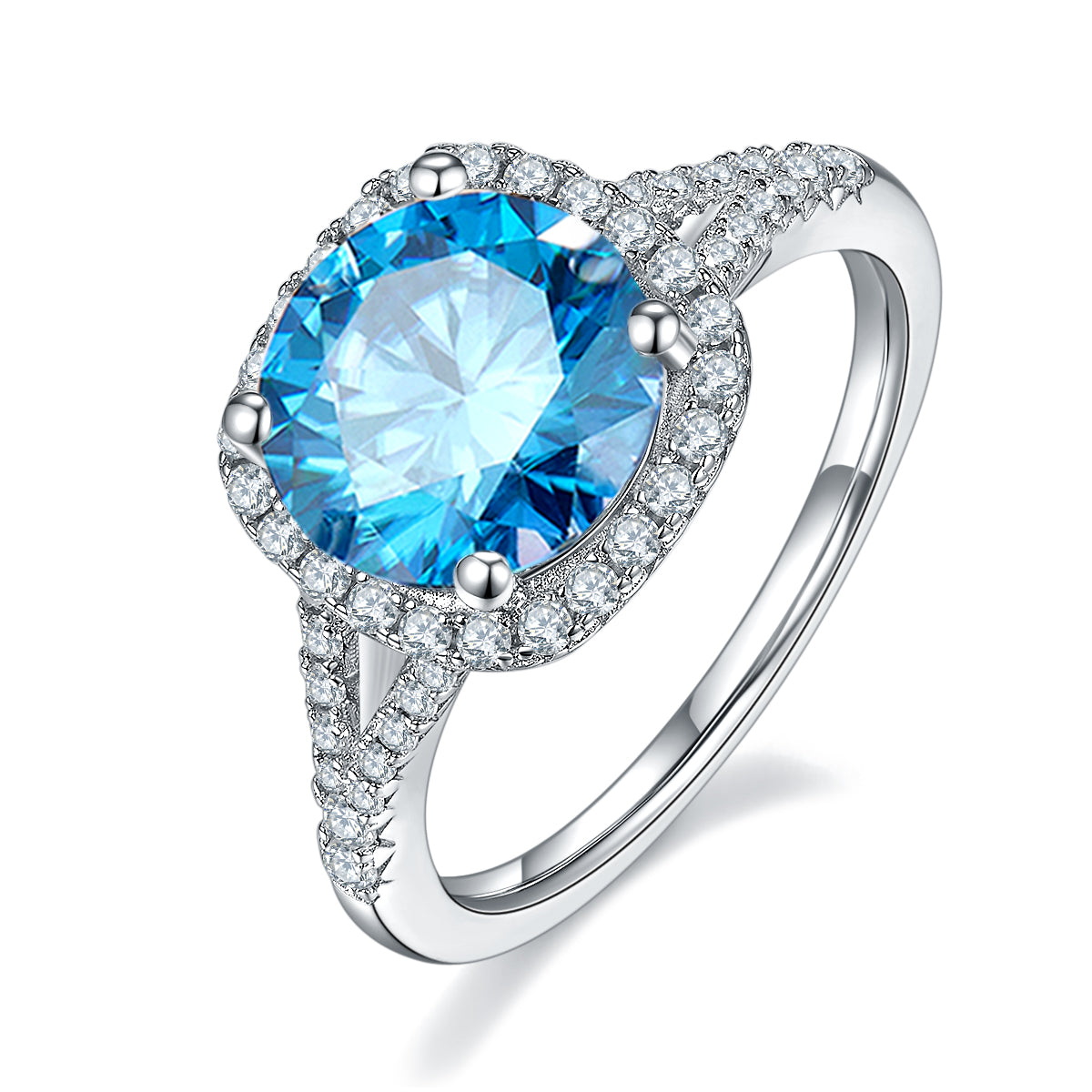 3.0 CT D Color Square Bezel Set Moissanite Split Shank Ring in White Gold Plated Sterling Silver#3