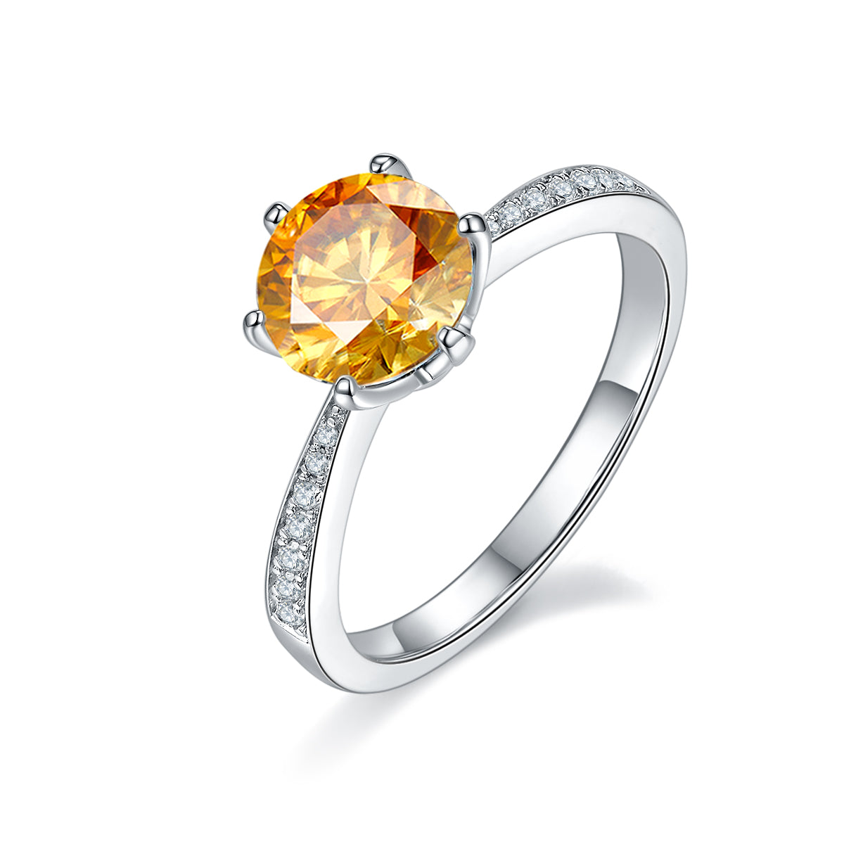 1.5 CT D Color Moissanite Pave Dancing Custom Ring in White Gold Plated Sterling Silver#1