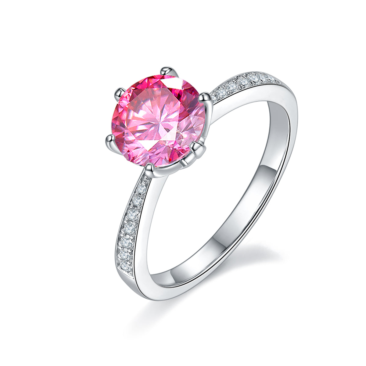 1.5 CT D Color Moissanite Pave Dancing Custom Ring in White Gold Plated Sterling Silver#2