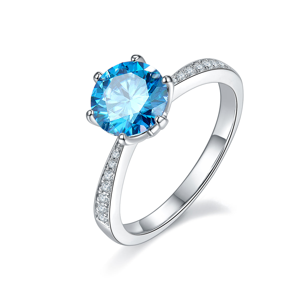 1.5 CT D Color Moissanite Pave Dancing Custom Ring in White Gold Plated Sterling Silver#3